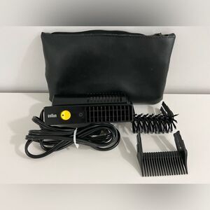 VTG 1970s Braun AG Model Type 4425 Travel Hair Dryer w/ Case & Attachments Black